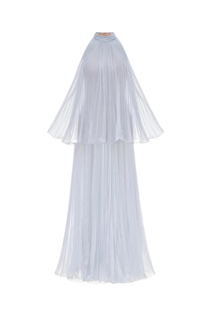 Belinda Violet Pleated Tulle Sleeveless Maxi Dress