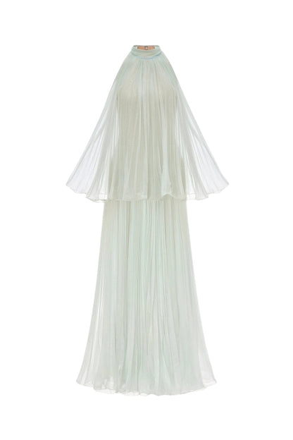 Belinda Mint Pleated Tulle Sleeveless Maxi Dress