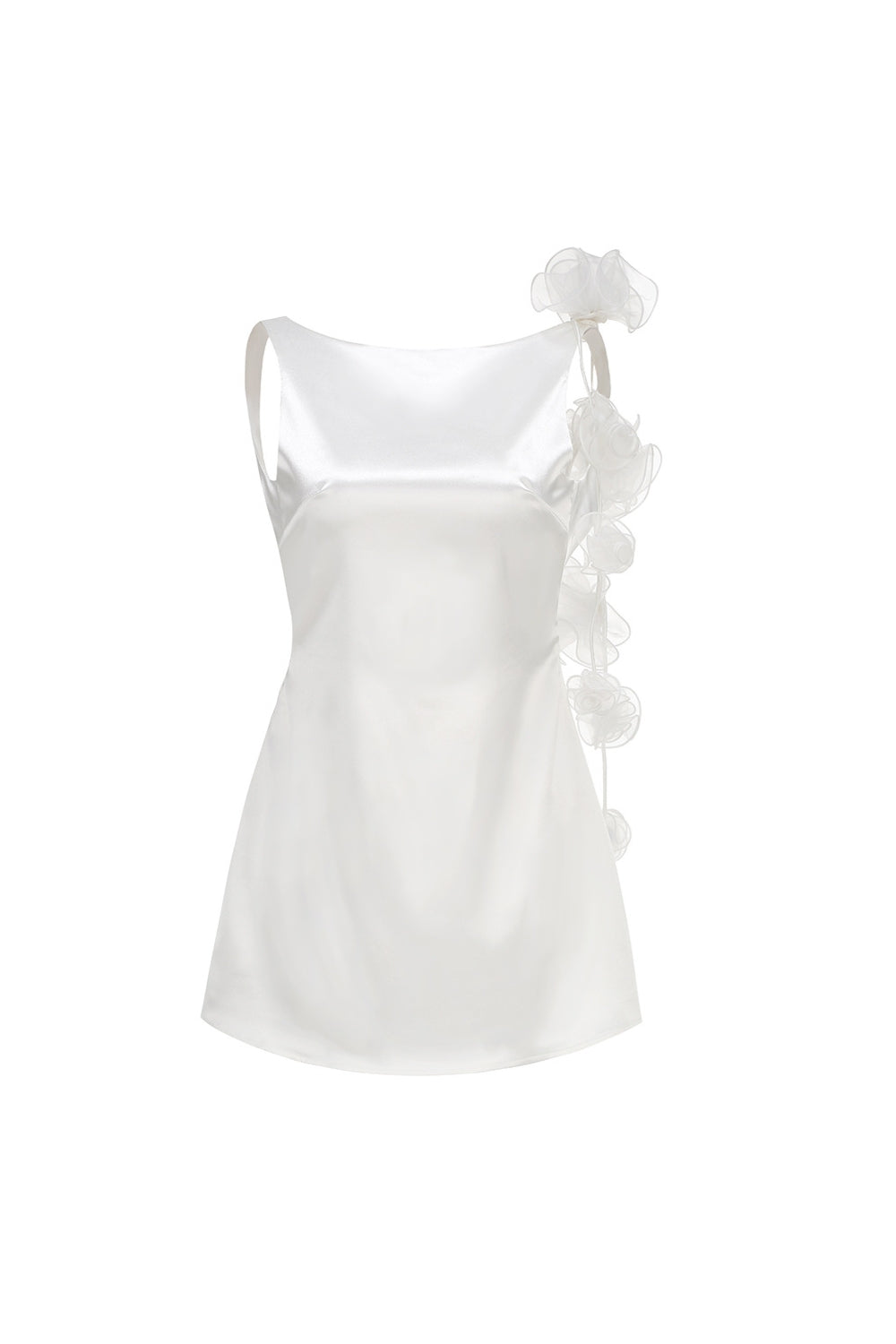 Cheryl 3D Flowers Sleeveless Mini Dress in White Avalabel