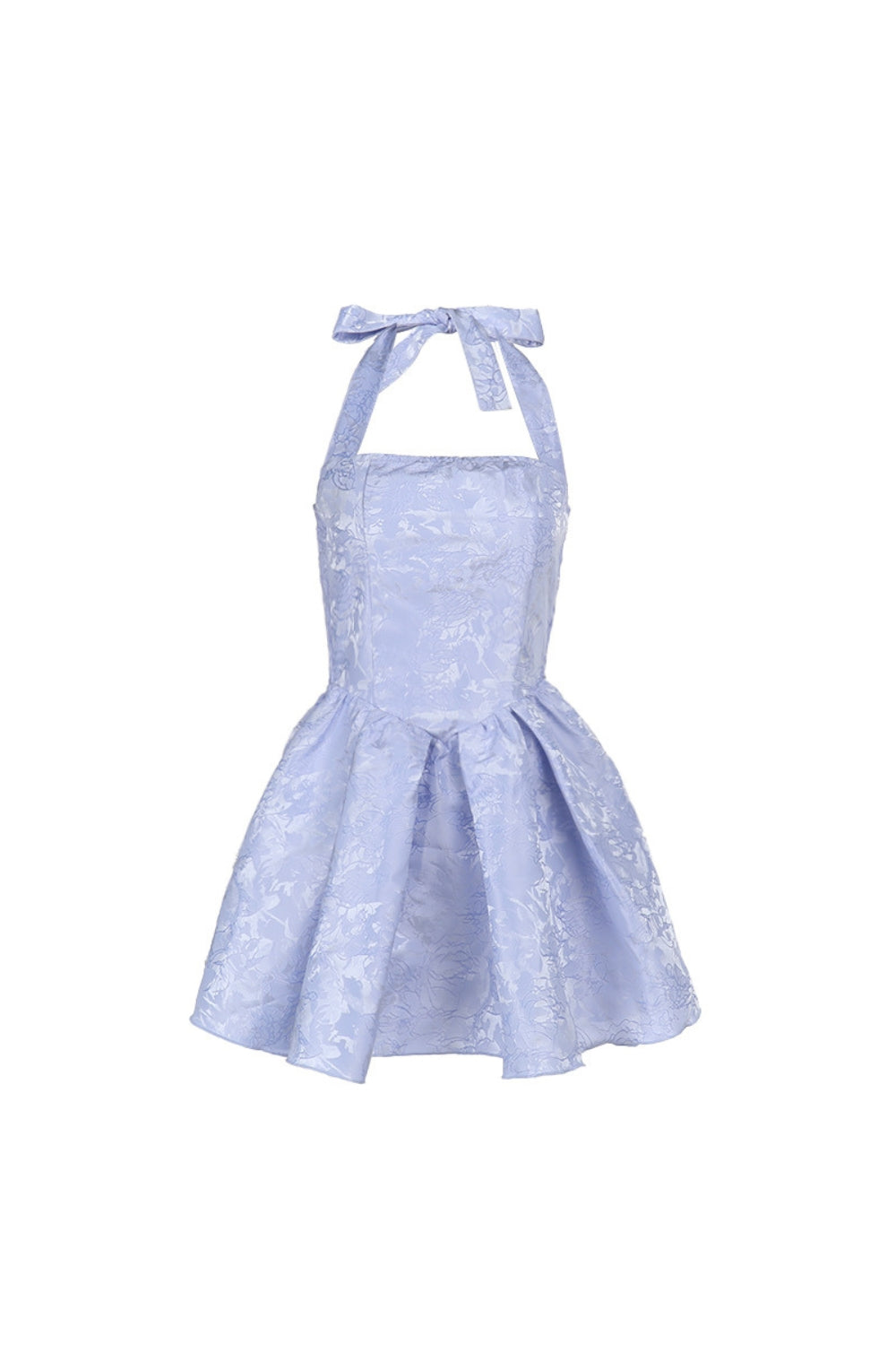 Deborah Halterneck Floral Flare Mini Dress in Blue Avalabel