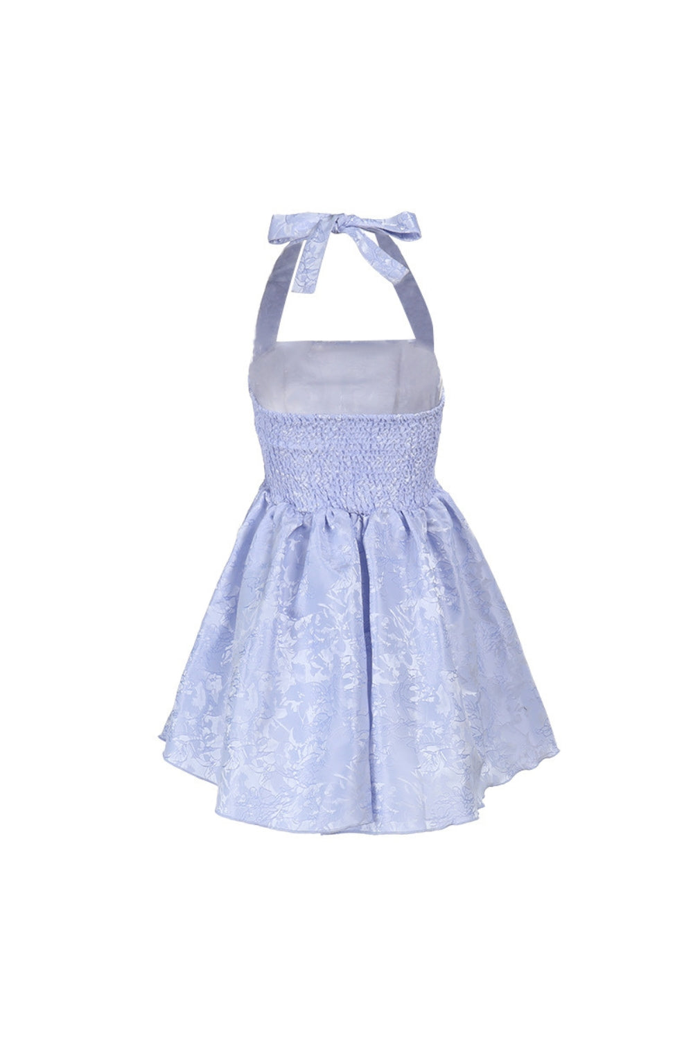 Deborah Halterneck Floral Flare Mini Dress in Blue Avalabel