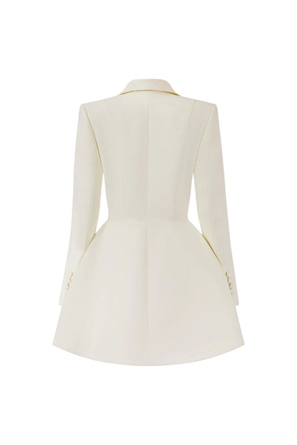 Darlene A-Line Blazer Mini Dress in Beige