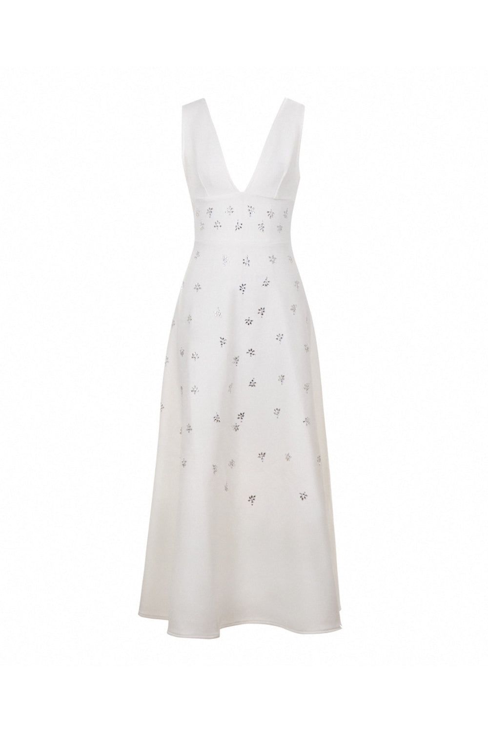 Lily Diamond V-Neck Midi Dress in White Avalabel