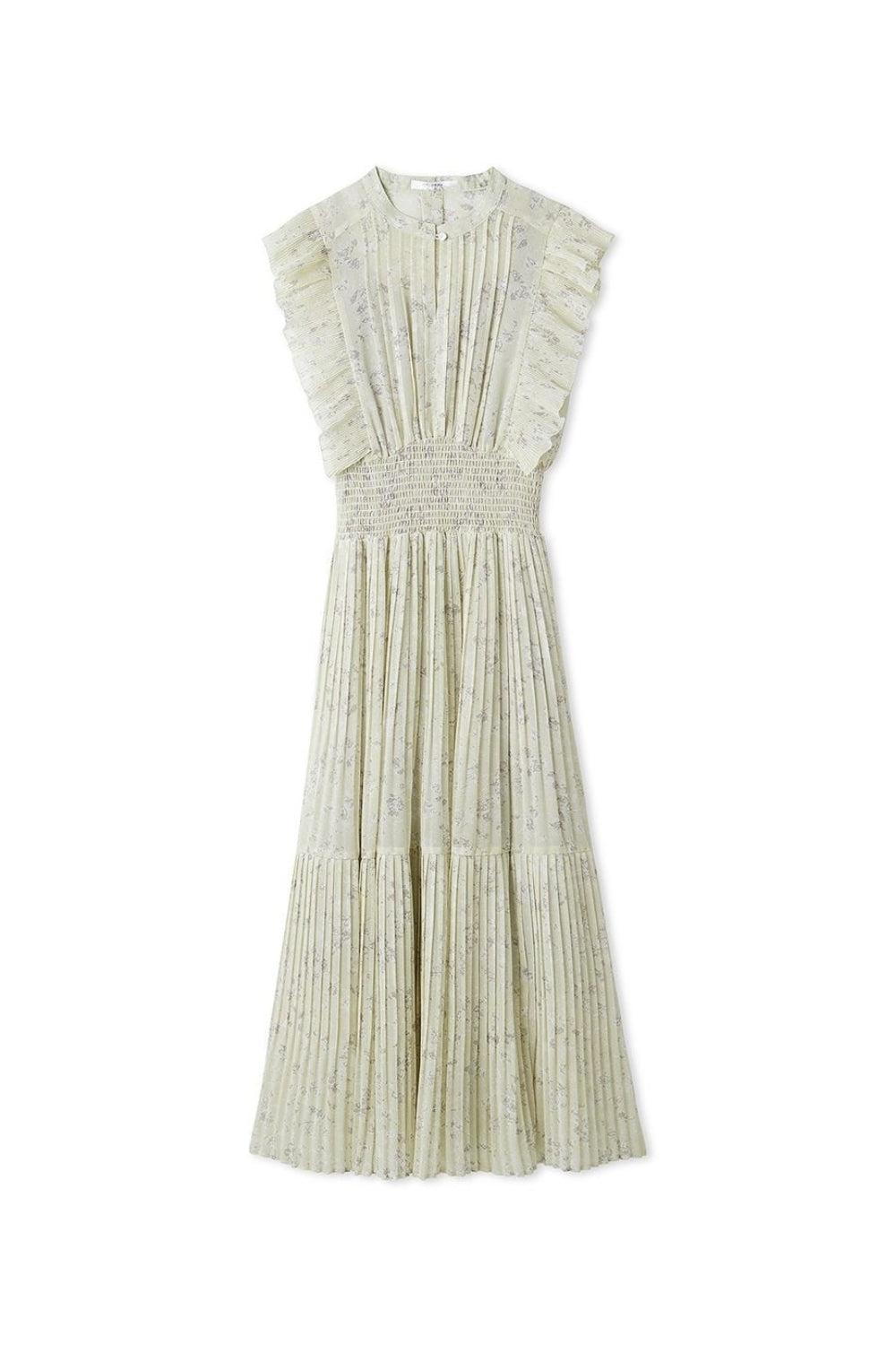 Audrey Sleeveless Pleated Floral Midi Dress in Mint Green Avalabel