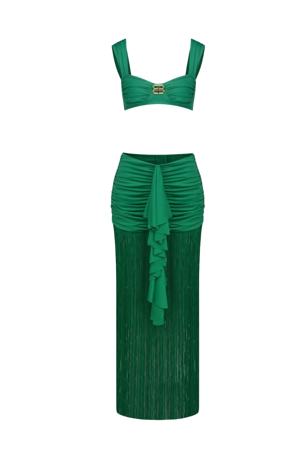 Tyonska Fringe Ruched Two Piece Set Avalabel