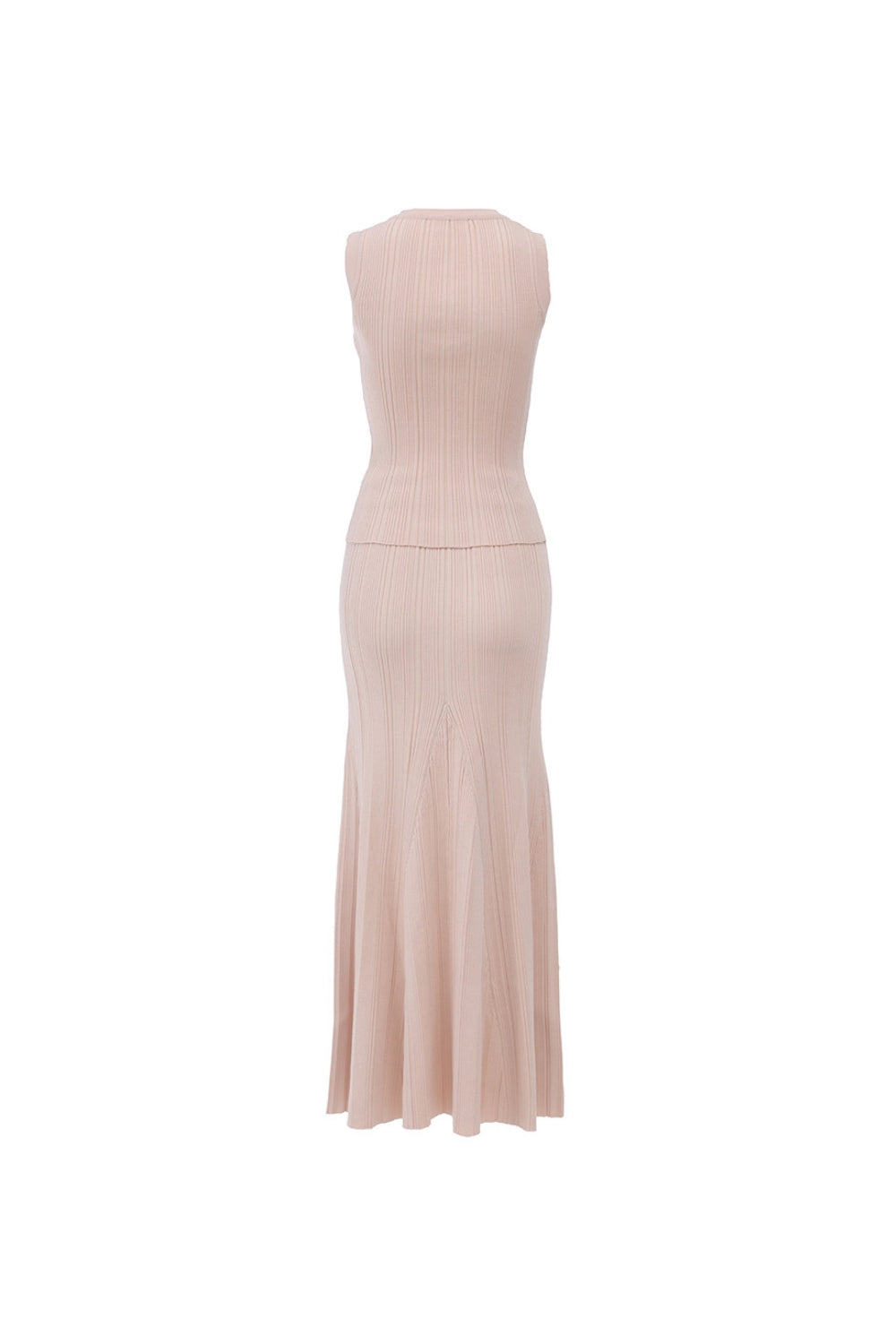 Eartha Sleeveless Knitted Dress Top Skirt Set in Apricot Avalabel