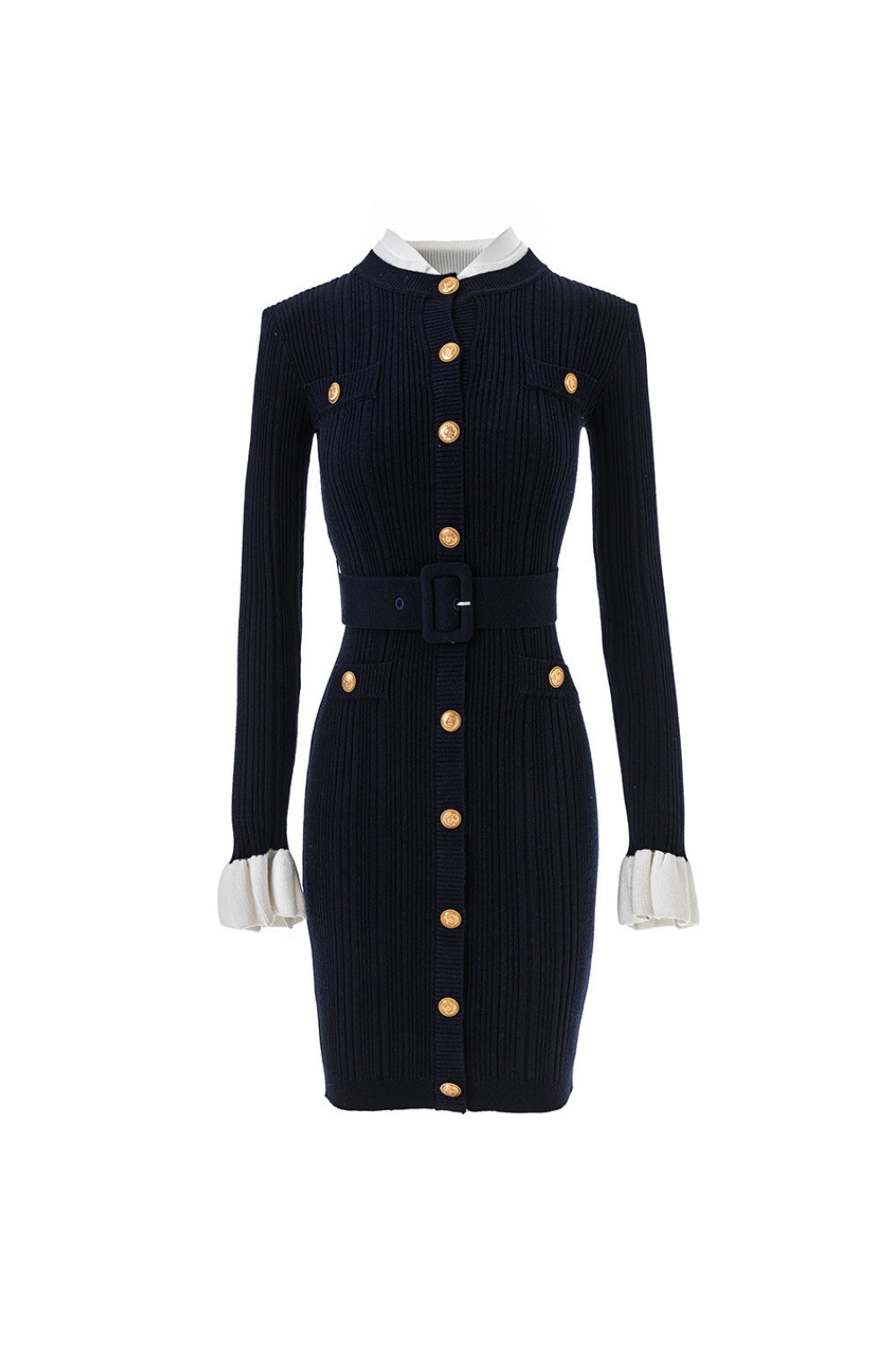 Clementine Navy Viscose Knit Mini Dress Avalabel