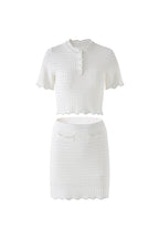 Angela Ruffle Trim Pearl Beaded Knit Sweater Avalabel