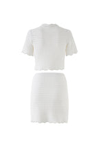 Angela Ruffle Trim Pearl Beaded Knit Sweater Avalabel