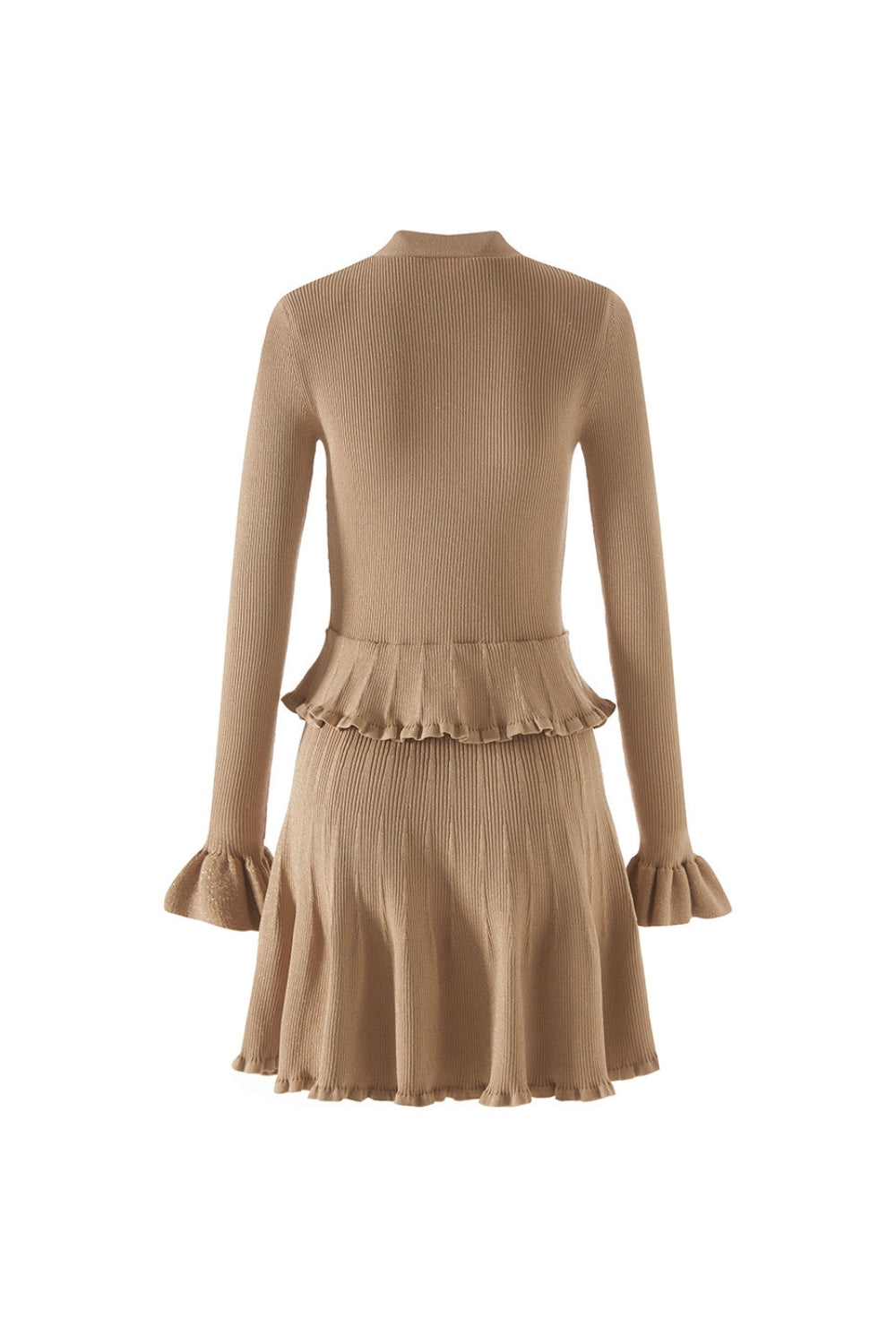 Alisa Gold Lurex Peplum Knit Mini Dress Avalabel