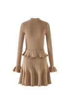 Alisa Gold Lurex Peplum Knit Mini Dress Avalabel