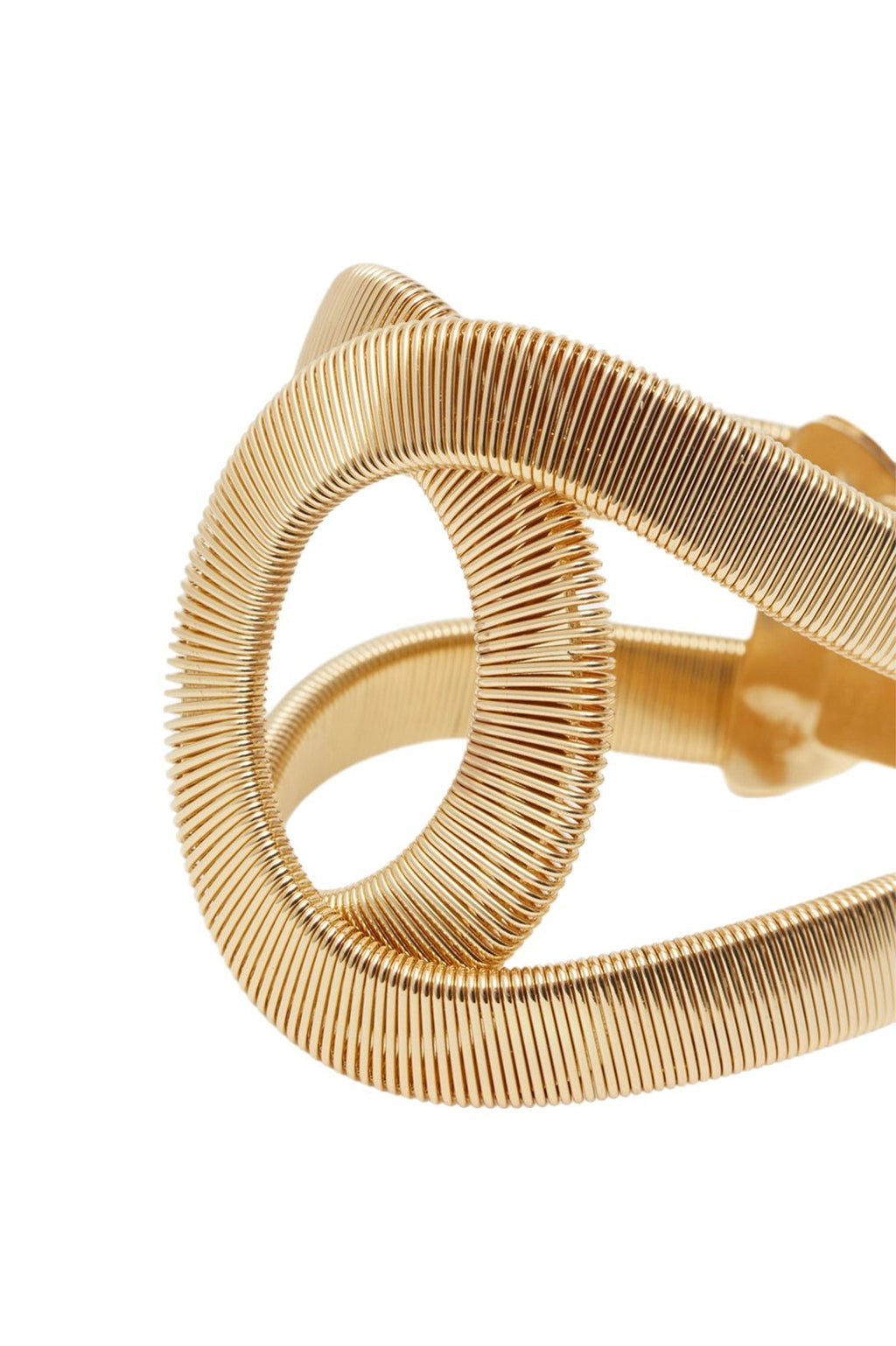 Twisted Ribbed Texture Gold Open Cuff Bangle Bracelet poava