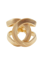 Twisted Ribbed Texture Gold Open Cuff Bangle Bracelet poava