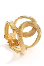 Twisted Ribbed Texture Gold Open Cuff Bangle Bracelet poava