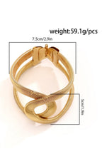 Twisted Ribbed Texture Gold Open Cuff Bangle Bracelet poava