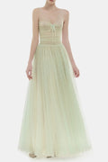 monica mint draped tulle fishbone maxi dress Avalabel