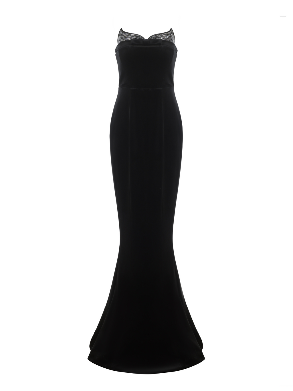 Ellen High Slit Velvet Strapless Maxi Dress in Black Avalabel
