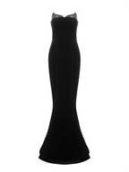 Ellen High Slit Velvet Strapless Maxi Dress in Black Avalabel