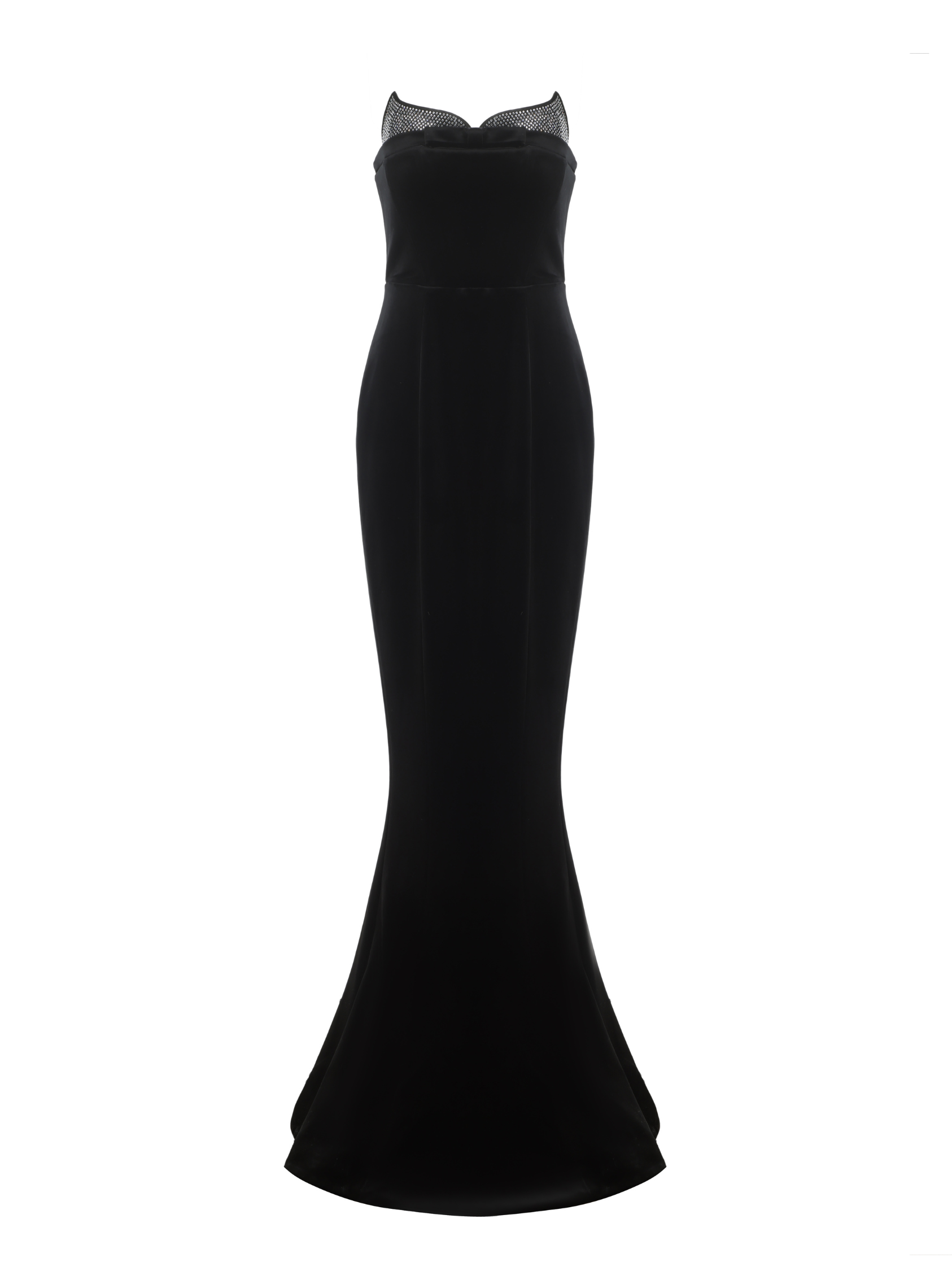 Ellen High Slit Velvet Strapless Maxi Dress in Black Avalabel