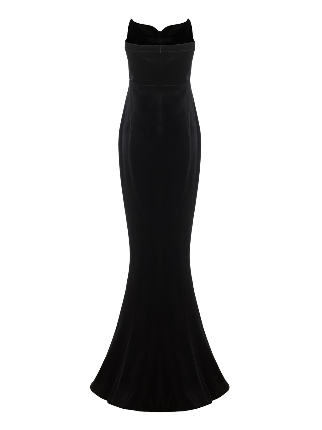 Ellen High Slit Velvet Strapless Maxi Dress in Black Avalabel