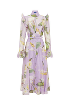 winni Lily Blossom Print Lilac Butterfly Sleeve Midi Dress Avalabel