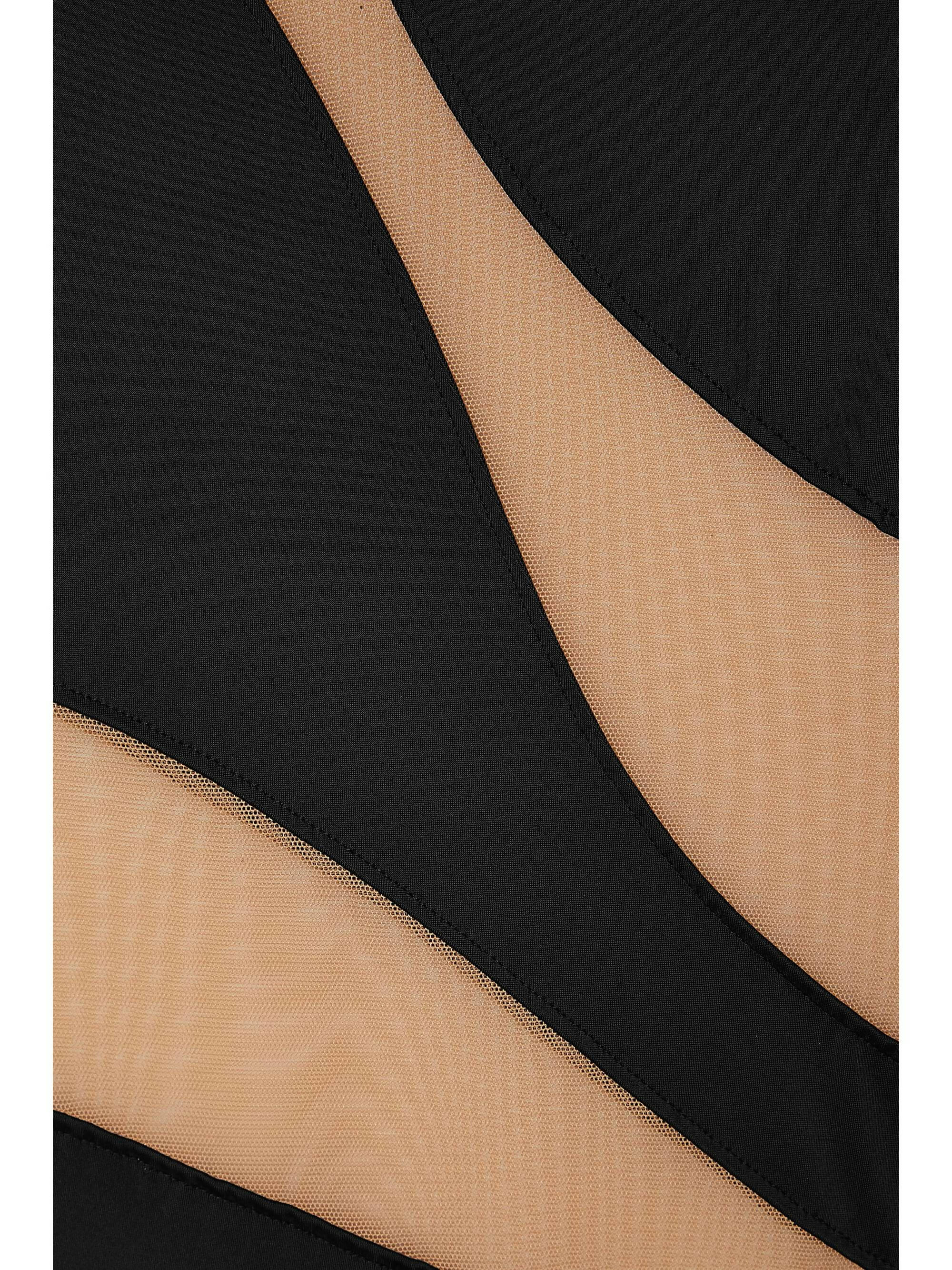 Snake One-Shoulder Mesh-Paneled Stretch-Jersey Gown Avalabel