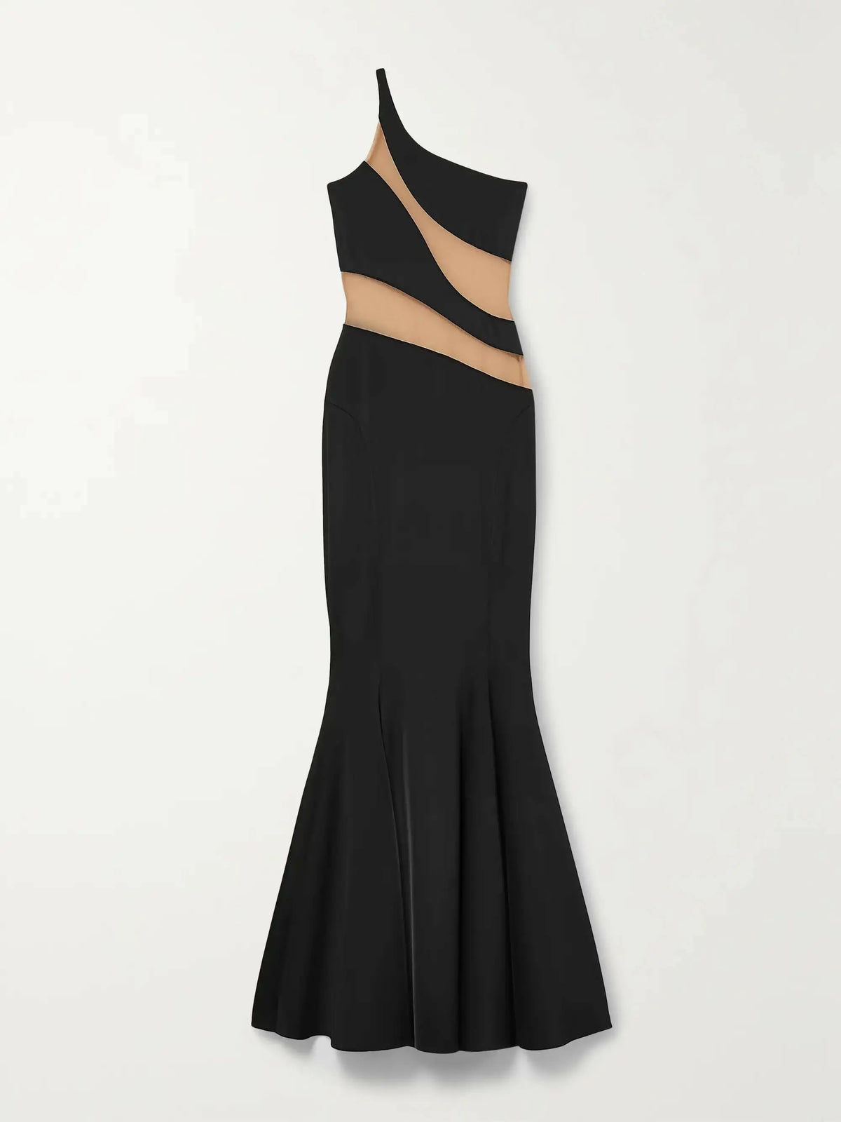 Snake One-Shoulder Mesh-Paneled Stretch-Jersey Gown Avalabel