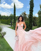 Tiffany Lace Corset Tulle Maxi Dress – Blush Avalabel