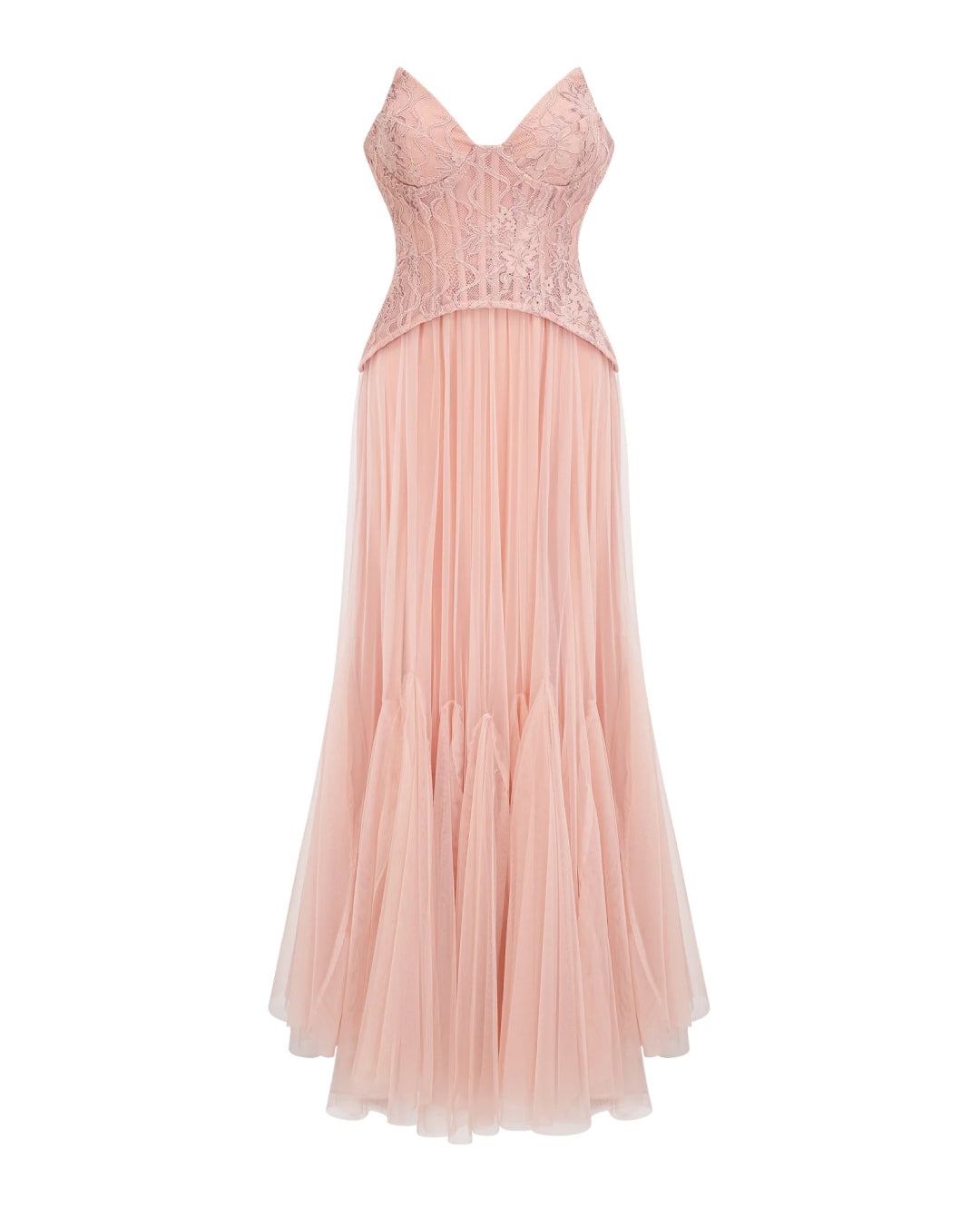 Tiffany Lace Corset Tulle Maxi Dress – Blush Avalabel