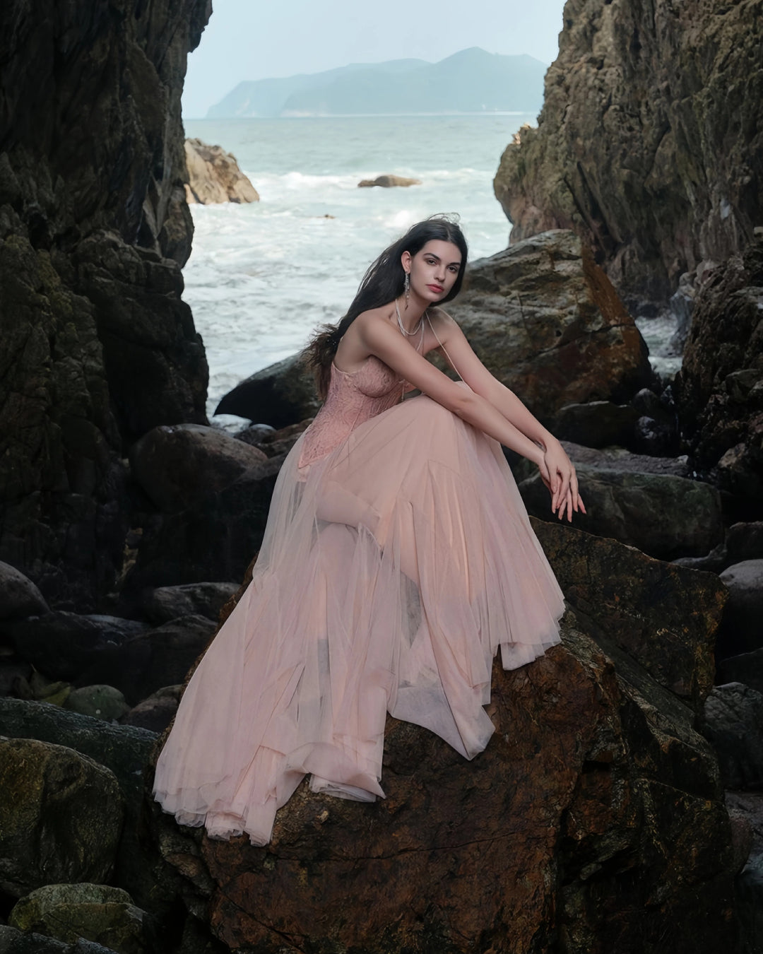 Tiffany Lace Corset Tulle Maxi Dress – Blush Avalabel