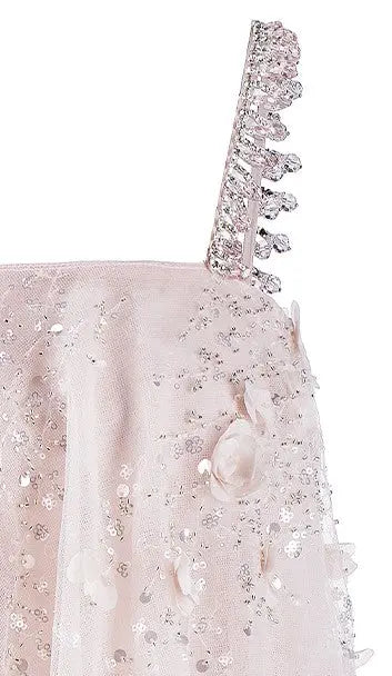 Zola Pink Flower Embroidered Loose doll Party Dress Avalabel