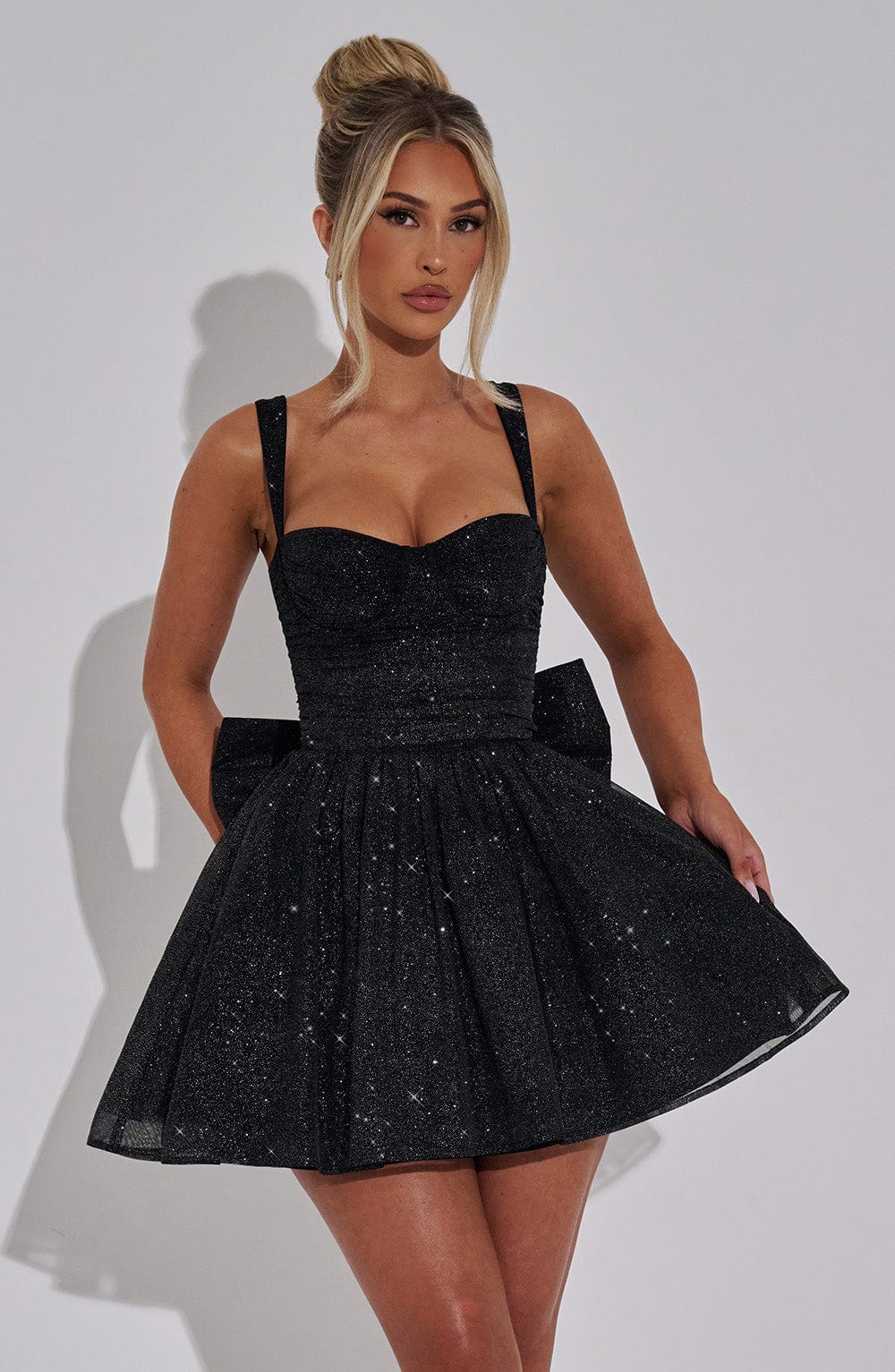 jacqueline Mini Dress - Black Sparkle Avalabel