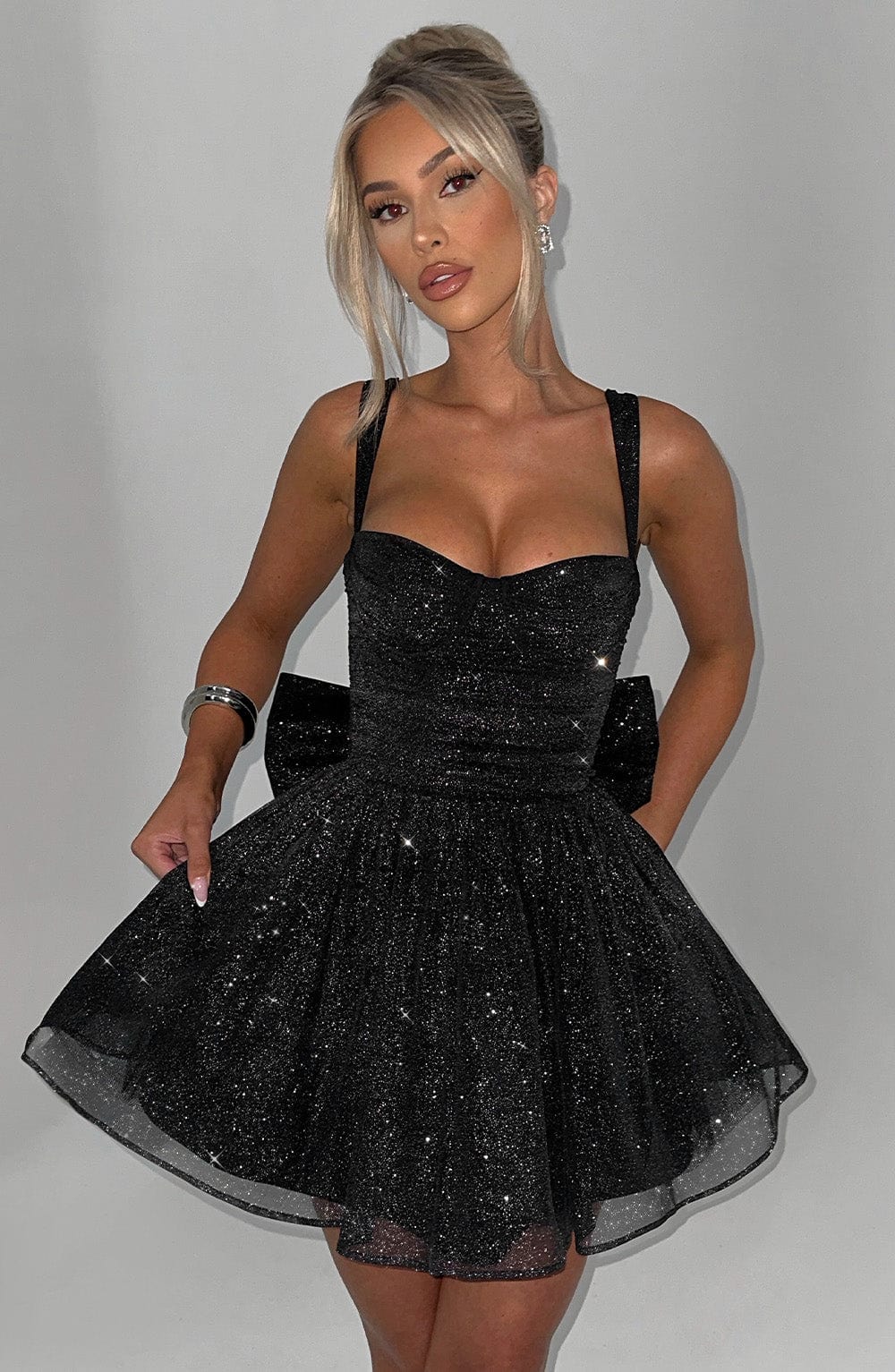 jacqueline Mini Dress - Black Sparkle Avalabel