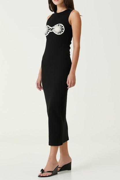 Carol Black Crochet Bra Cotton Tank Midi Dress