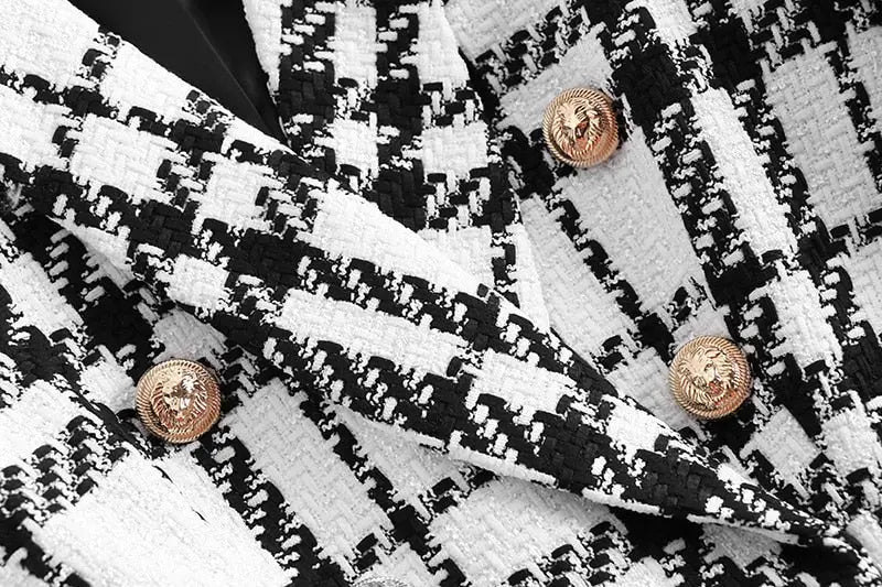 quintina black white Plaid Blazer Avalabel