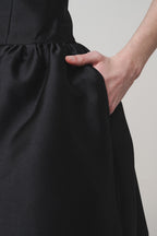 Bow-Detail Taffeta Midi Dress in Black Avalabel