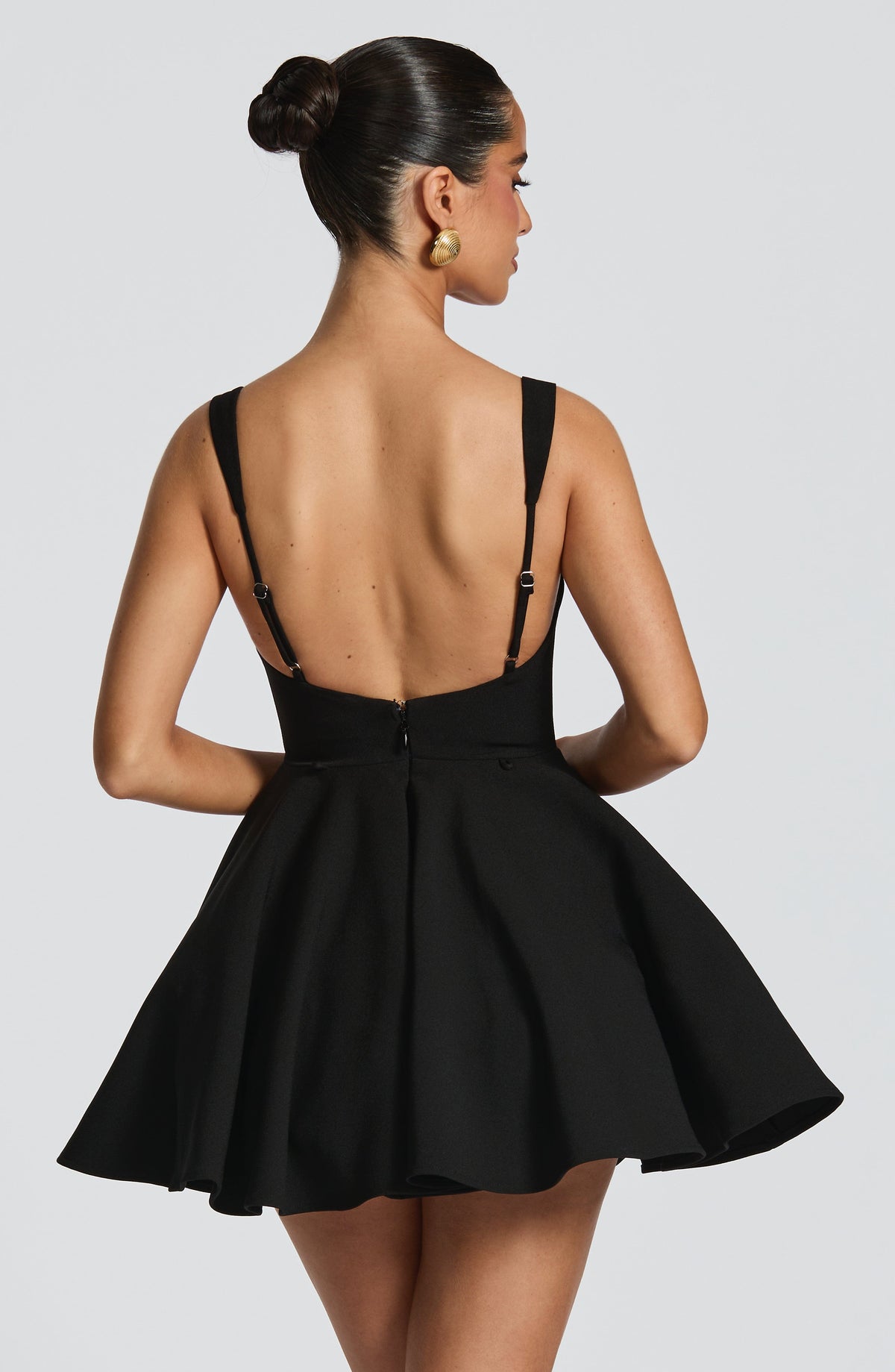 Kristin Back Bow Embellished Mini Dress in Black Avalabel