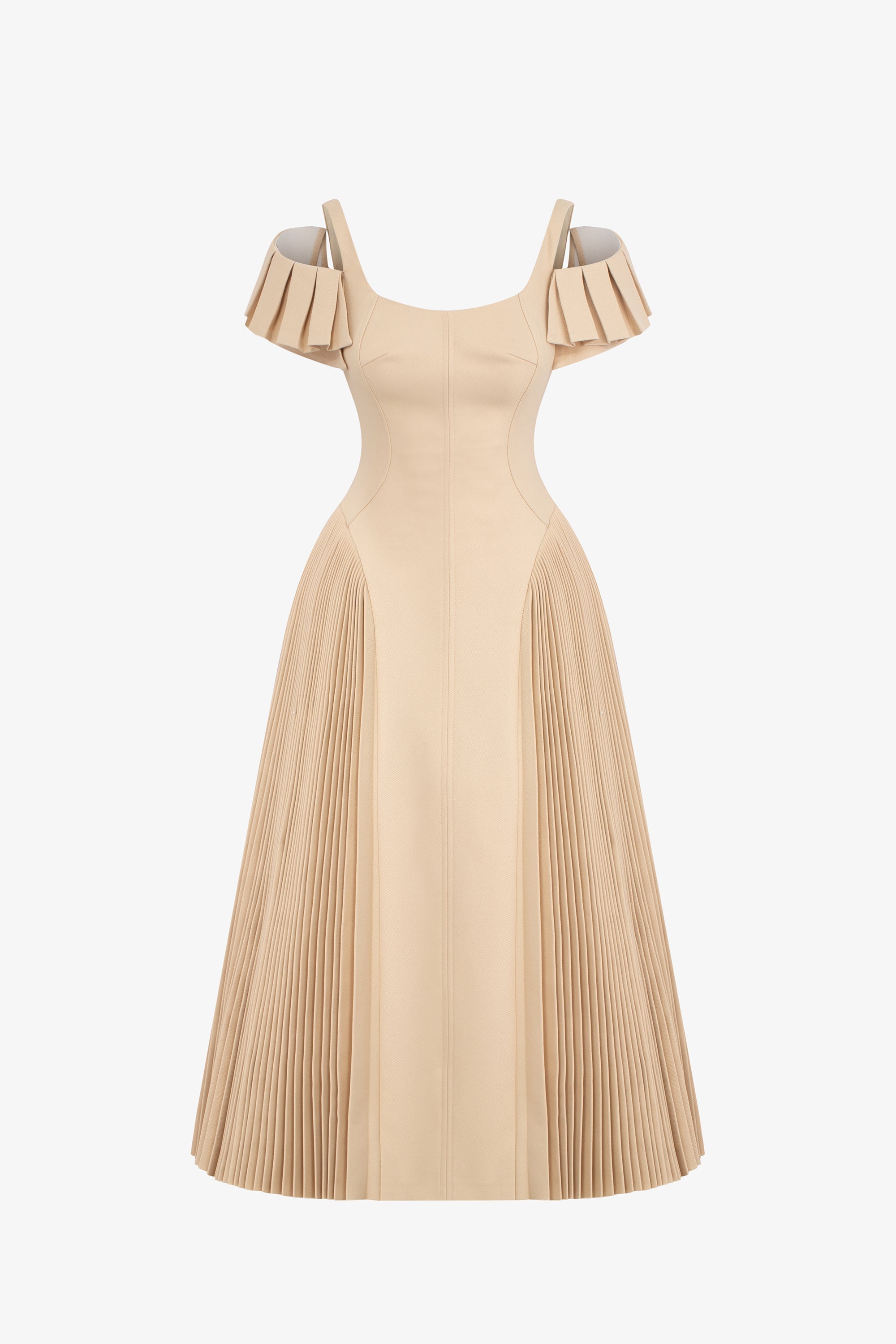 Mandy Khaki Sapphi Off-shoulder Midi Dress Avalabel