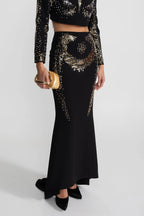 rosalind Embellished Co-Ord Set with Silver and Gold Sequin Detailing - Black Avalabel
