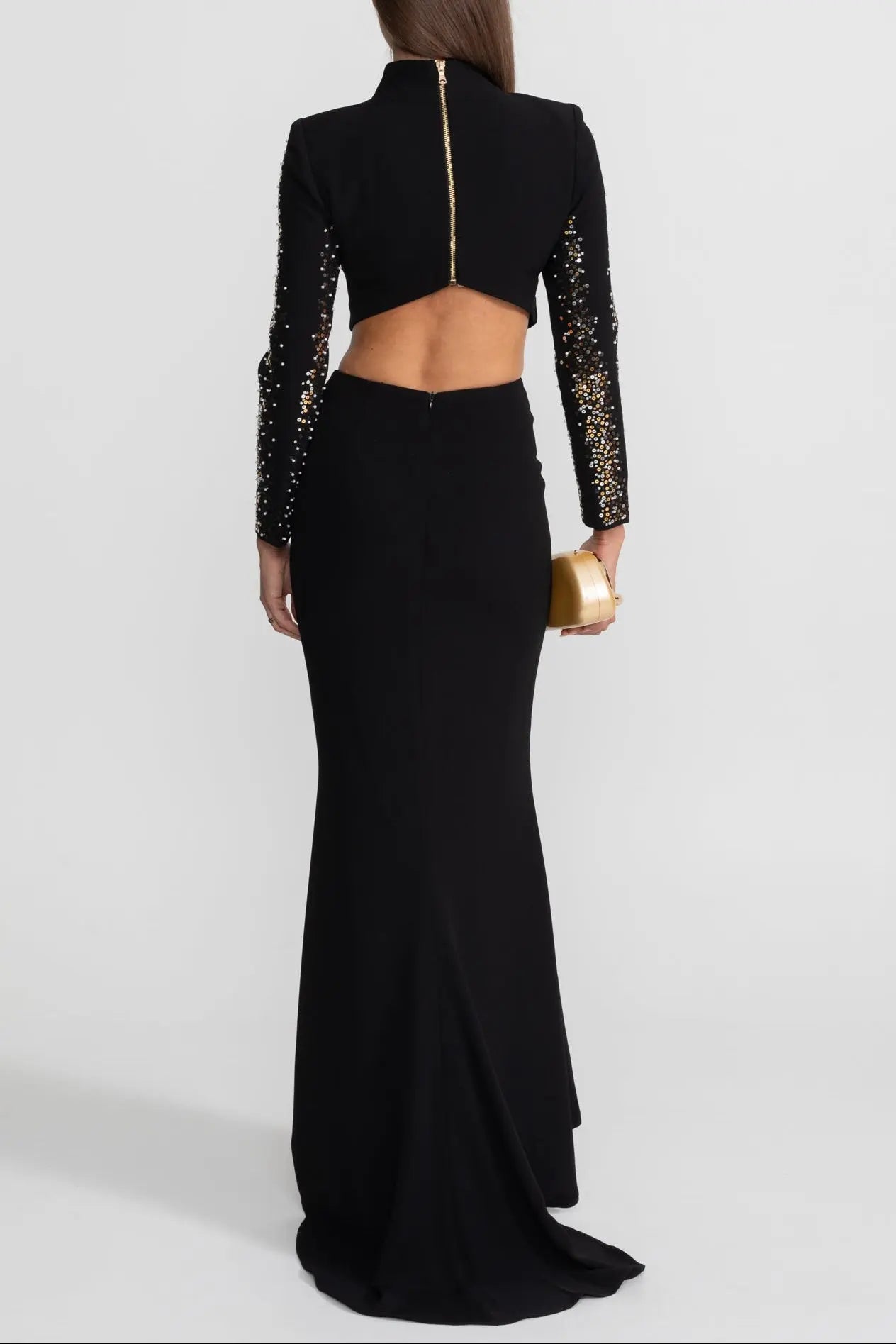 rosalind Embellished Co-Ord Set with Silver and Gold Sequin Detailing - Black Avalabel