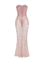 Sequined Pink Maxi Dress Avalabel