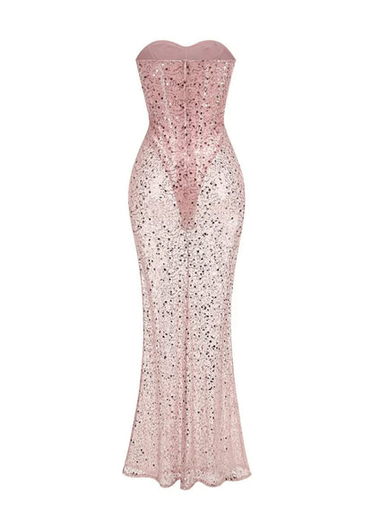 Sequined Pink Maxi Dress