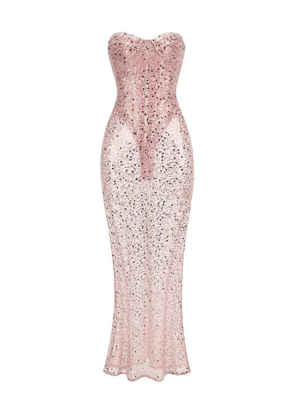 Sequined Pink Maxi Dress
