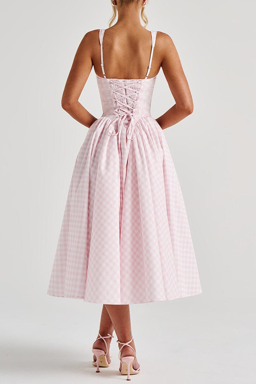 Sherrie Midi Dress - Blush Gingham Avalabel