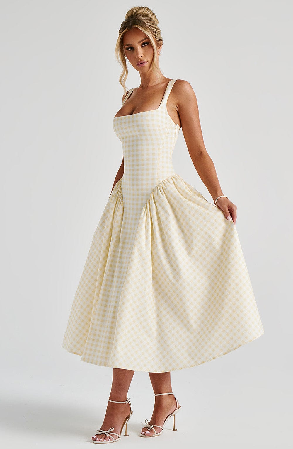 Sherrie Midi Dress - Lemon Gingham Avalabel