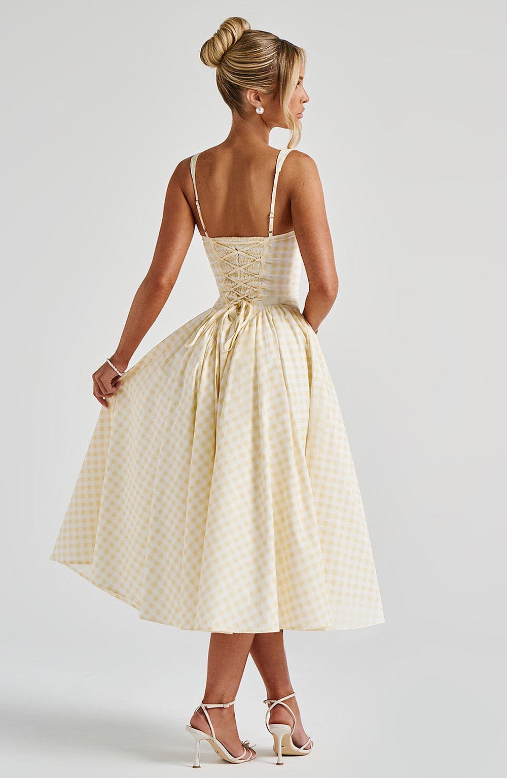 Sherrie Midi Dress - Lemon Gingham Avalabel