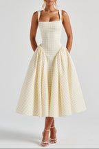 Sherrie Midi Dress - Lemon Gingham Avalabel