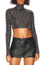 METALLIC SEQUIN Mesh top IN BLACK Avalabel