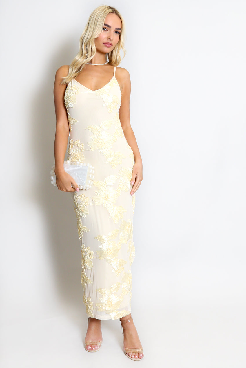 Floral Lace Lined Cami Midi Dress Soraya