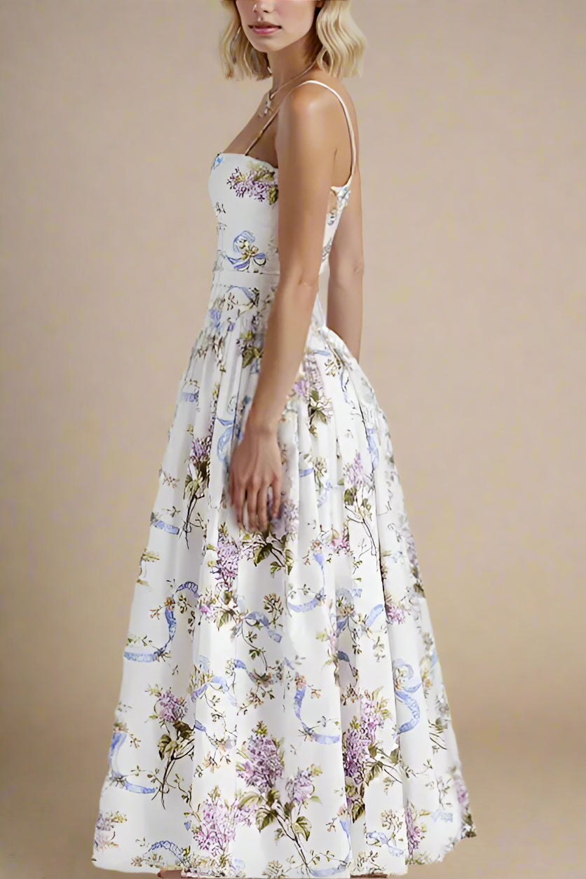 Tasmin Midi Dress - White Floral Avalabel